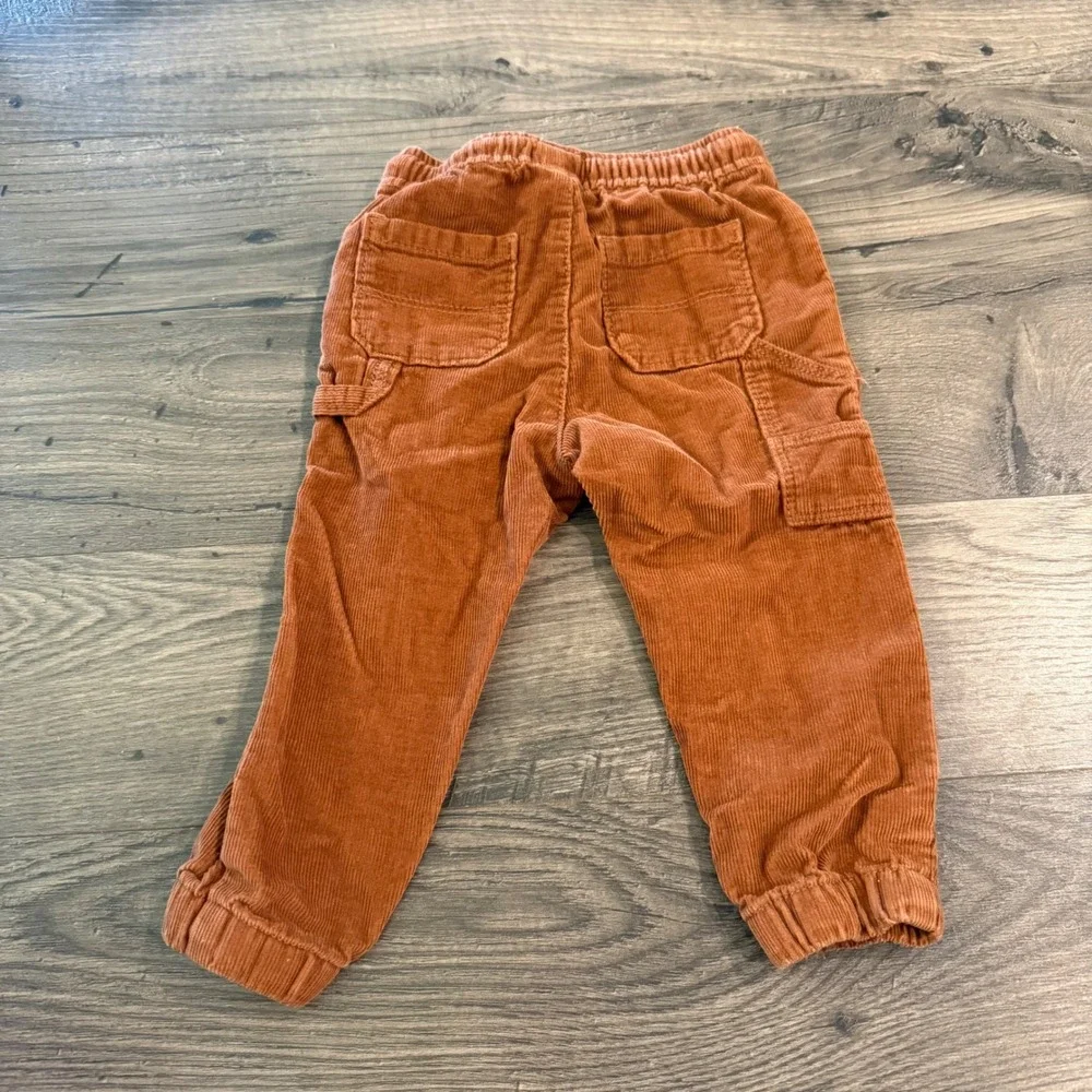 OshKosh Bgosh Boys Rust Brown Corduroy Carpenter Jogger Pants 18M Drawstring